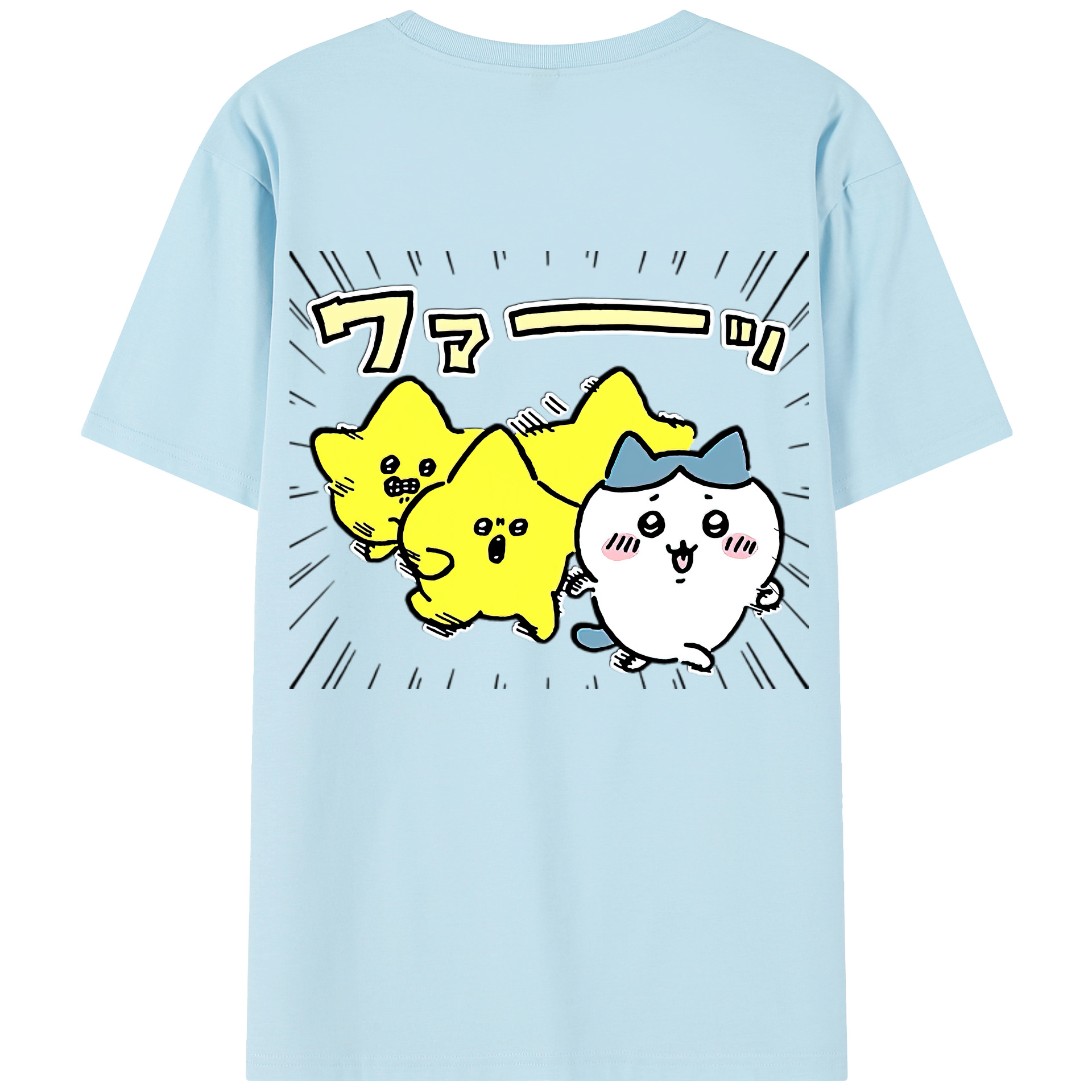 （画像用） ちいかわ 流れ星 Chii-kawa Shooting star 綿100％半袖Tシャツ（背面プリント）